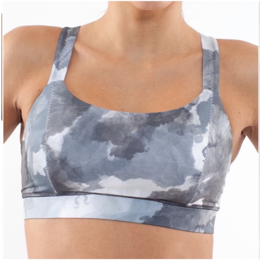 Lululemon Cross My Heart Bra White Coal Tinted Canvas Super